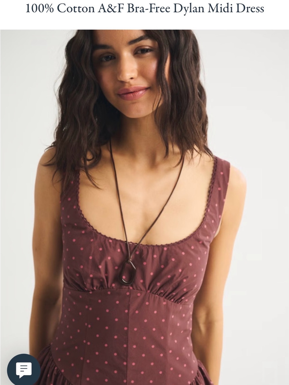 Abercrombie & Fitch Burgundy Polka Dot Midi Dress - Picture 2 of 5